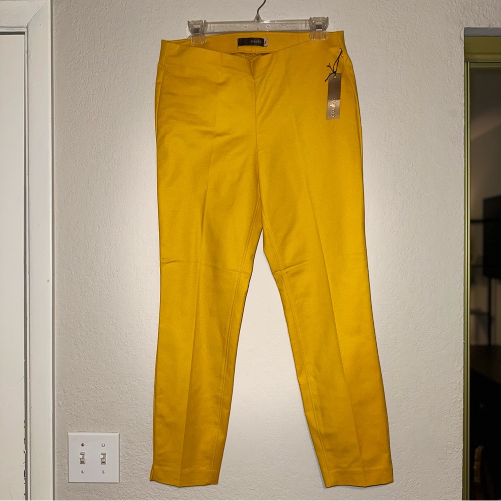 Crosby Pull On Pants Slacks Stretchy Canary Mustard Yellow Solid Career 8 Womens - Picture 2 of 7